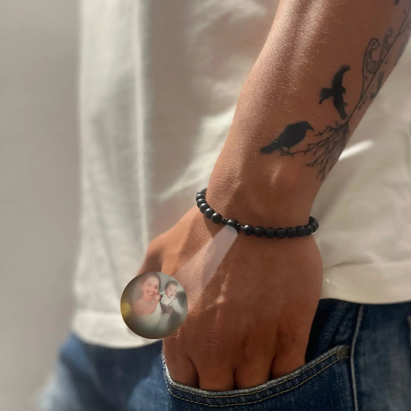 צמיד פנינים עם תמונה מוצפנת - Feeliento
